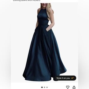 Elegant Navy Maxi Evening Gown
